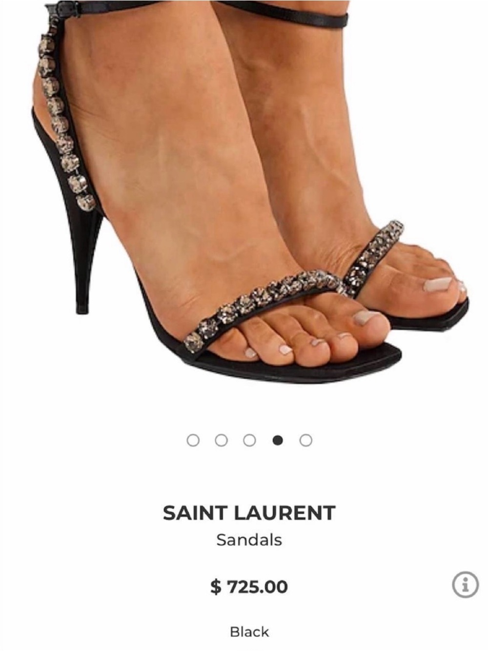 Saint Laurent Black Crystal-Strap Stiletto Sandals - Picture 1 of 5